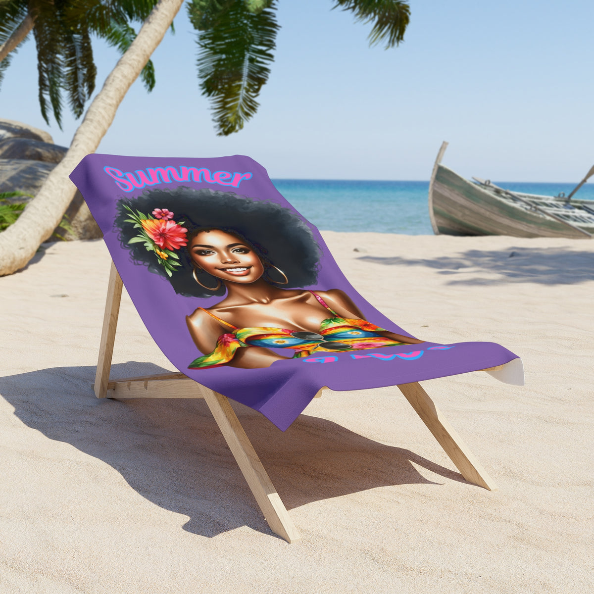 Summer Vibes Beach Towel 4-Lt Purple