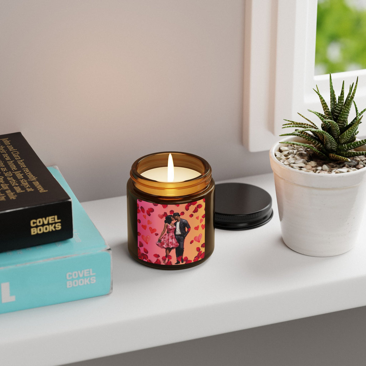 Hearts and Flowers- Scented Soy Candle (Multi-Size, Amber Jar)