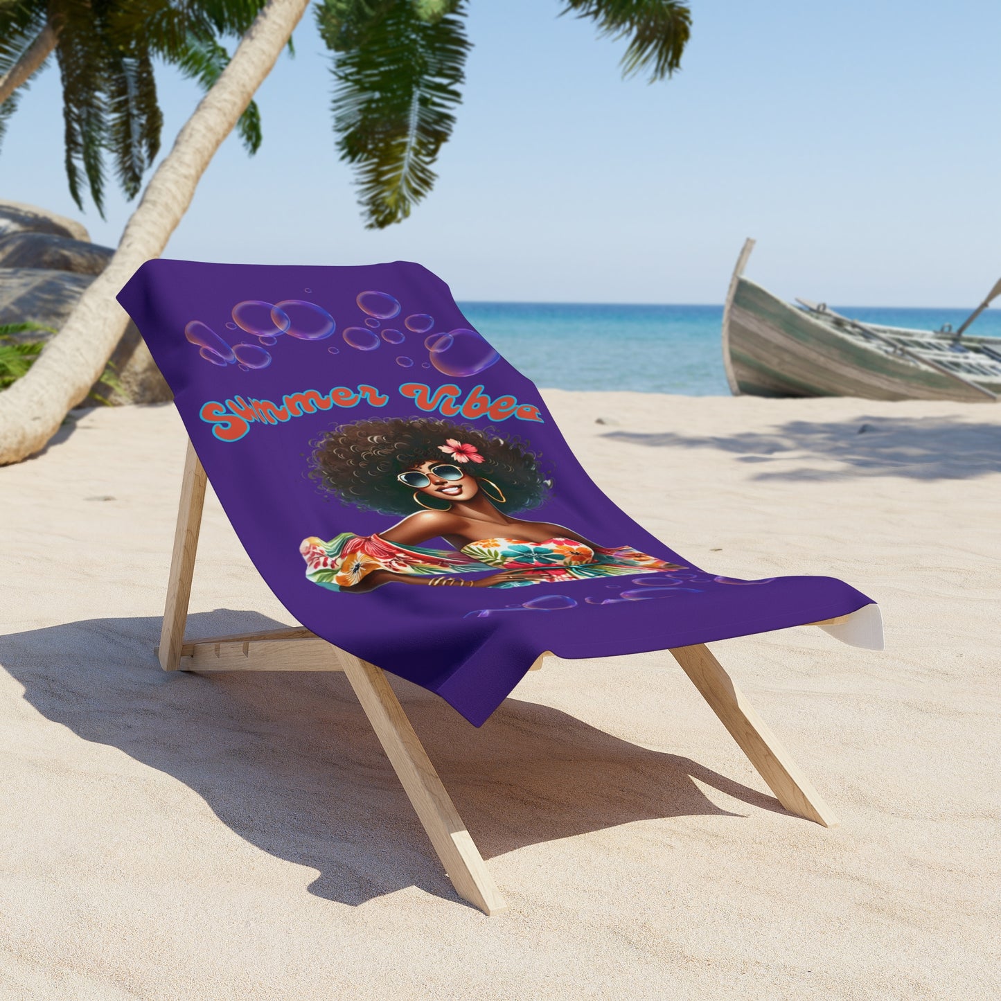 Summer Vibes Beach Towel 1-Purple