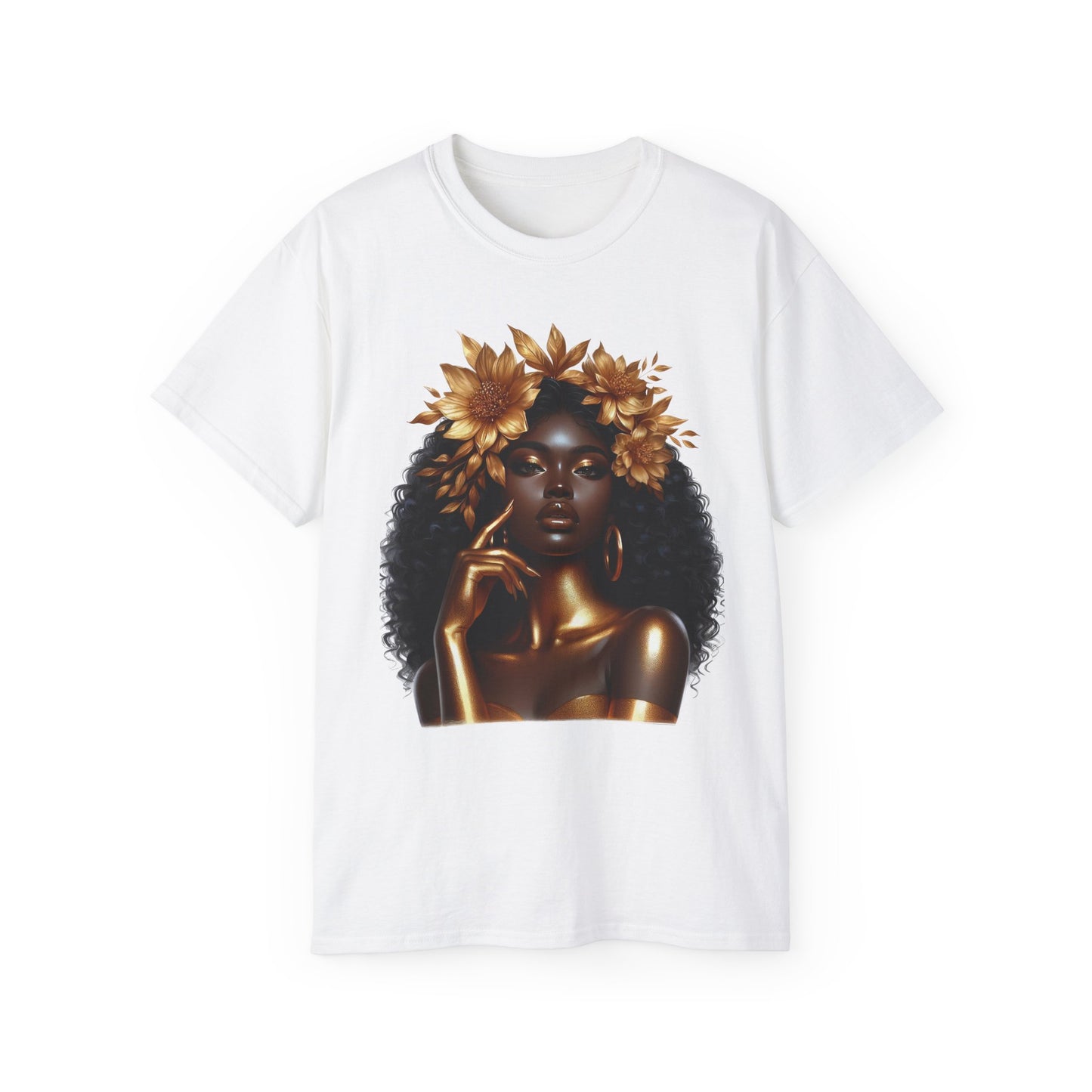 Queen Hummingbird Unisex Ultra Cotton Tee - Black Queen with Floral Design