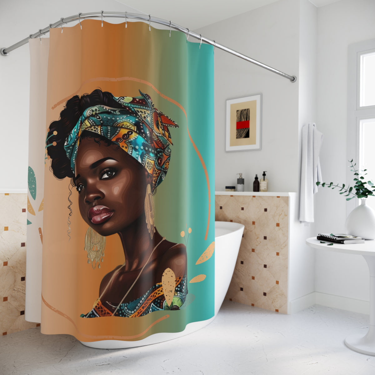 Queen Teal Shower Curtain