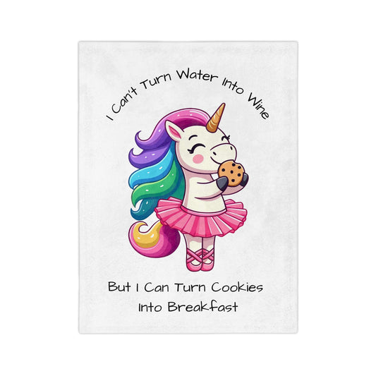 Can't Turn Cookies Into Wine-Velveteen Microfiber Blanket (White)