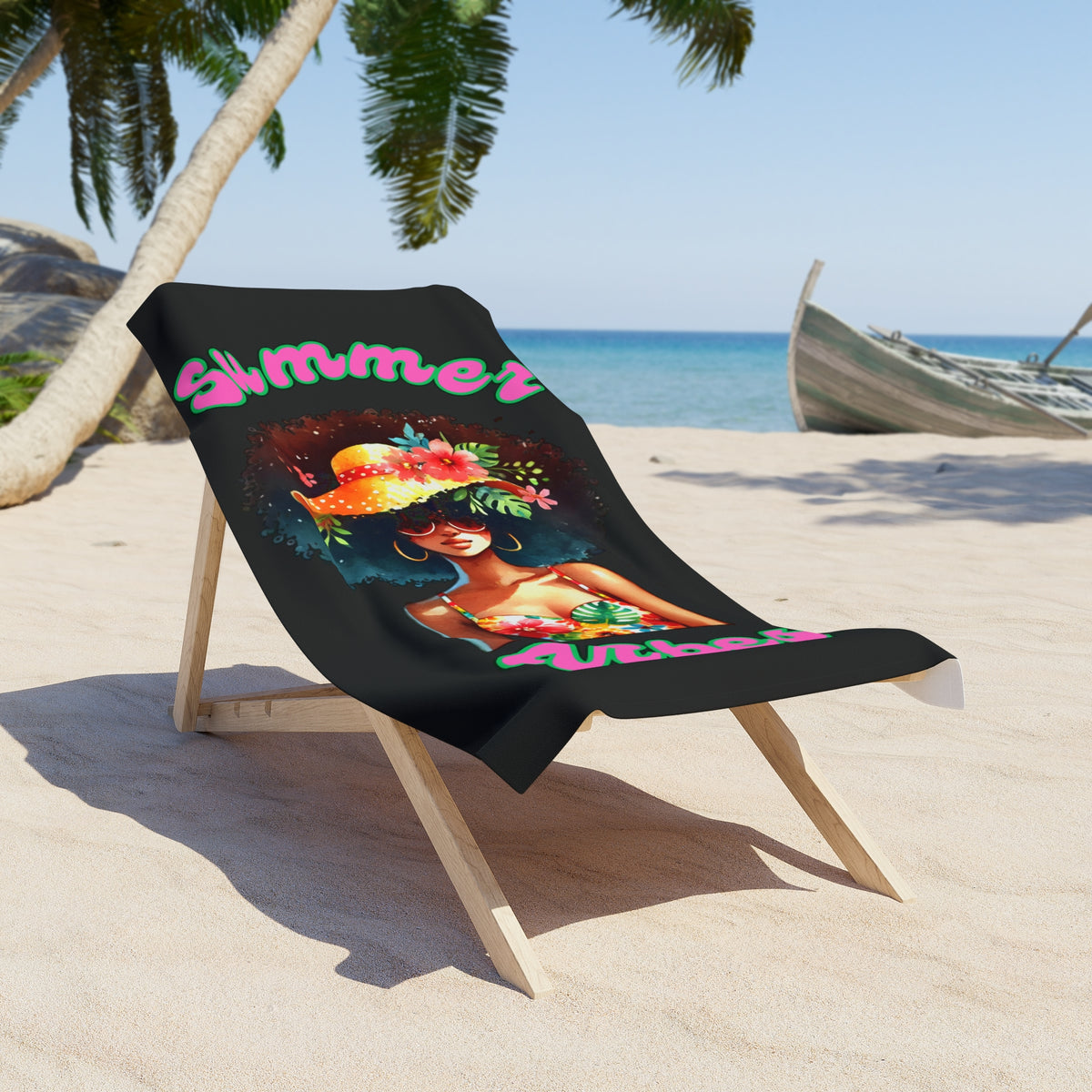 Vibrant Summer Vibes Beach Towel 2-Black