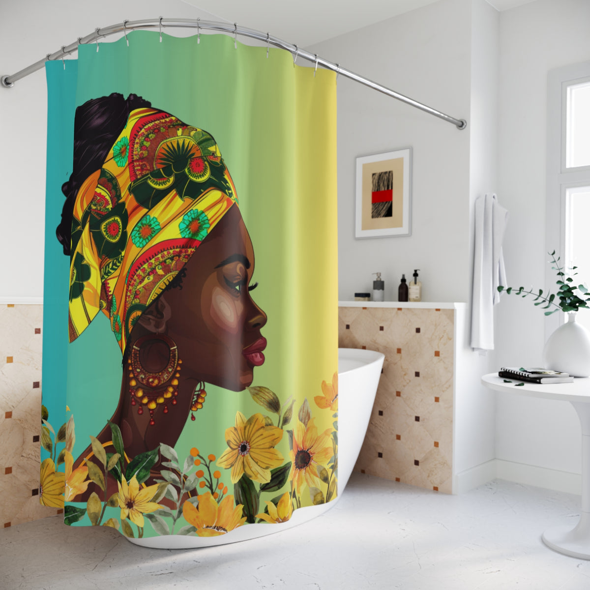 Sunflower Queen Shower Curtain - Colorful Floral Design for Modern Bathrooms