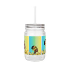 Queen Sunflower Mason Jar with Straw