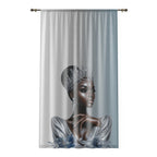 Queen Silver: Artistic Window Curtain with Floral and Regal Motif