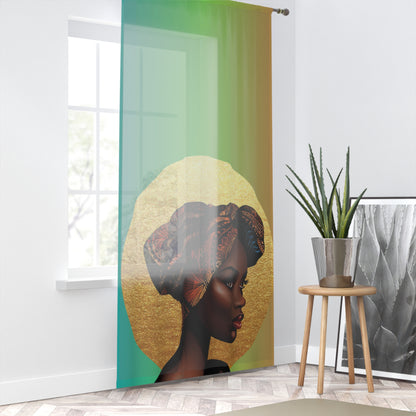 Elegant African Woman Window Curtain - Cultural Home Décor for Living Room
