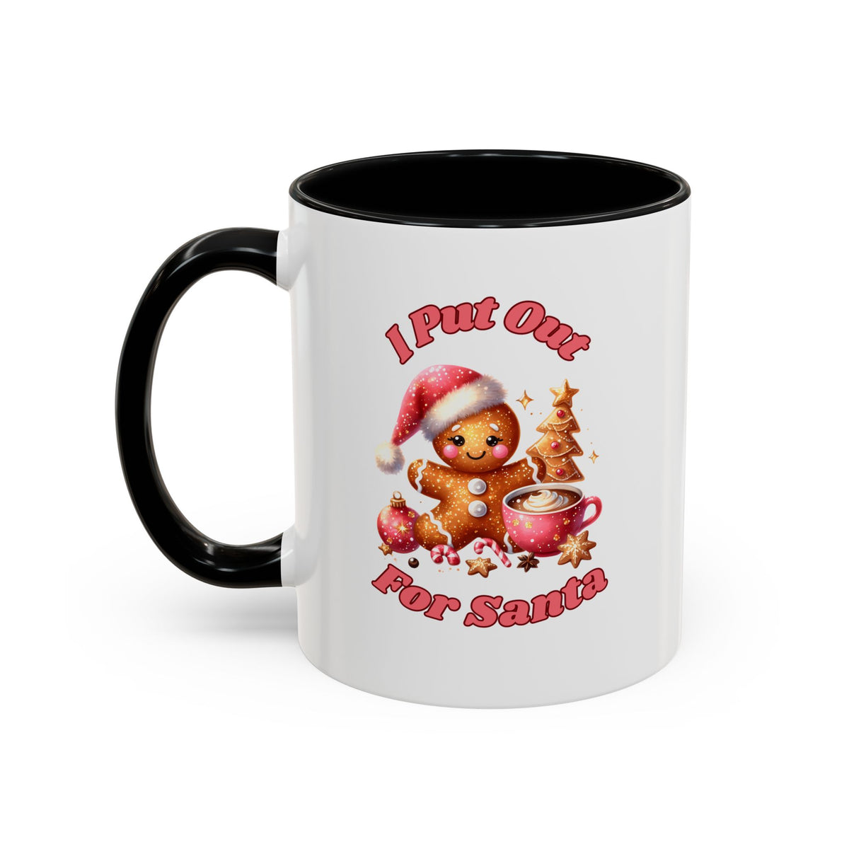 I Put Out For Santa-Accent Coffee Mug (11, 15oz) (Black)