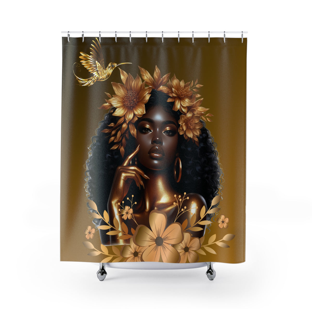 Queen Hummingbird Shower Curtain - Botanical Design for Home Décor