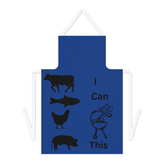 I Can Grill Apron-Dk Blue-Black