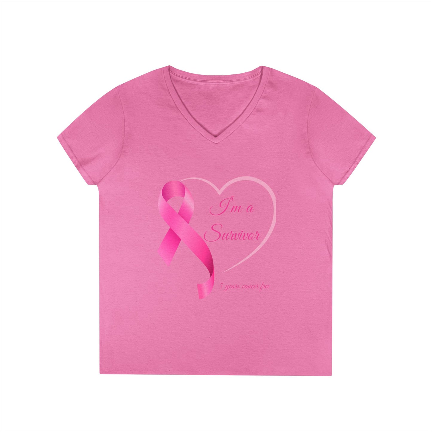 Breast Cancer Awareness V-Neck T-Shirt, Survivor Gift, Supportive Tee, Gift for Her, Awareness Month Apparel