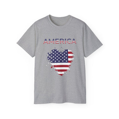 America Flag Heart T-Shirt — Patriotic 4th of July Tee