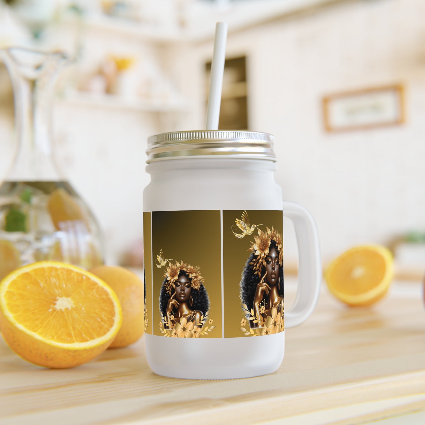 Queen Hummingbird Mason Jar with Straw