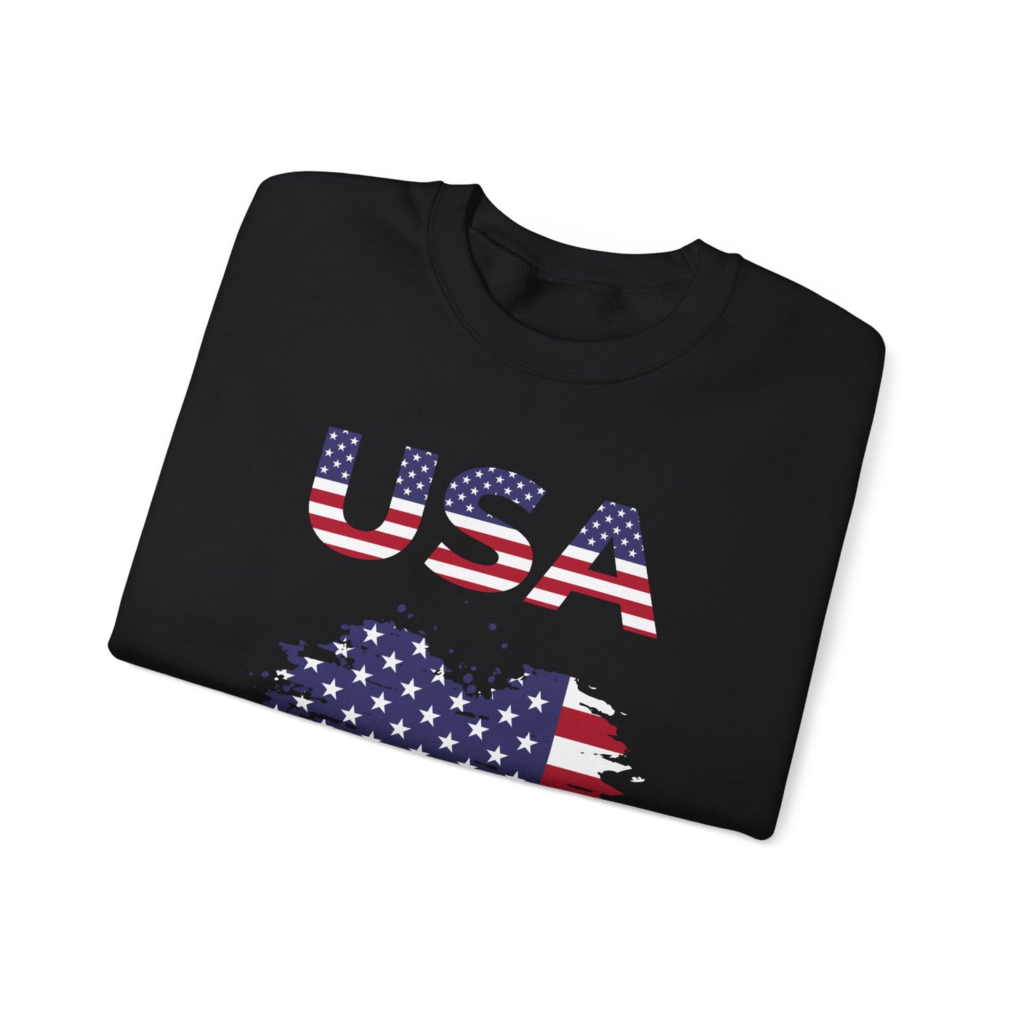 USA Flag Heart Crewneck Sweatshirt — Patriotic American Graphic Pullover