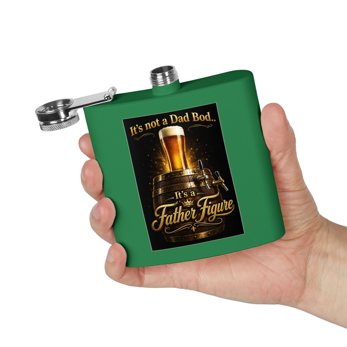 "It's Not a Dad Bod... It's a Father Figure" Stainless Steel 6 oz Pocket Hip Flask