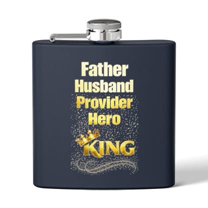 "Father Husband Provider Hero" 6oz Stainless Steel Flask- Gift for Dad
