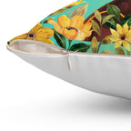 Yellow Flower-Spun Polyester Square Pillow