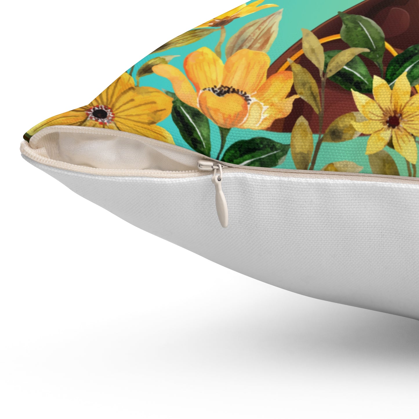 Yellow Flower-Spun Polyester Square Pillow