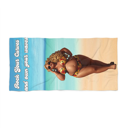 Rock Your Curves And Own Your Waves Bold Body Positive Beach Towel