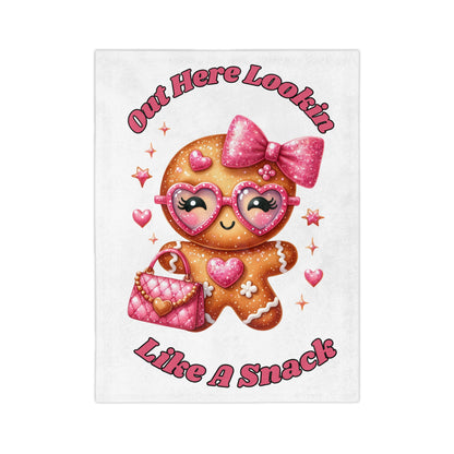 Lookin Like A Snack 1-Velveteen Microfiber Blanket (White)