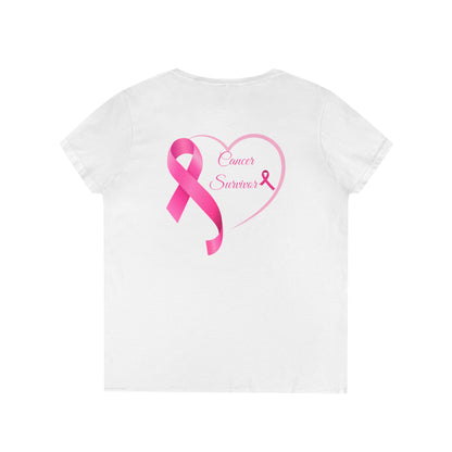 Breast Cancer Awareness V-Neck T-Shirt, Survivor Gift, Supportive Tee, Gift for Her, Awareness Month Apparel