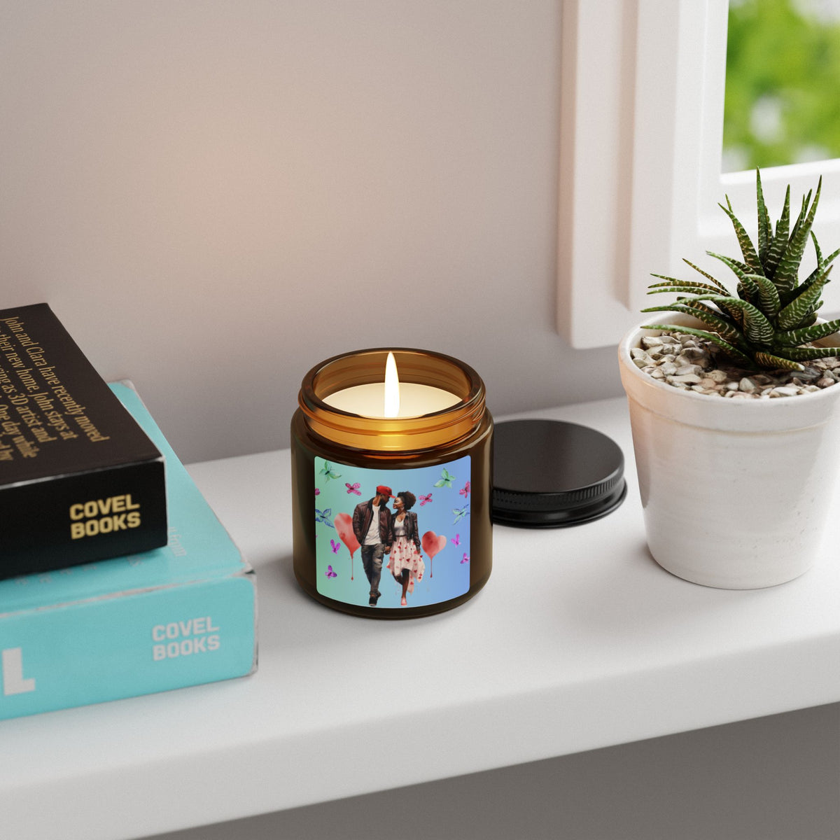 Butterfly-Scented Soy Candle (Multi-Size, Amber Jar)