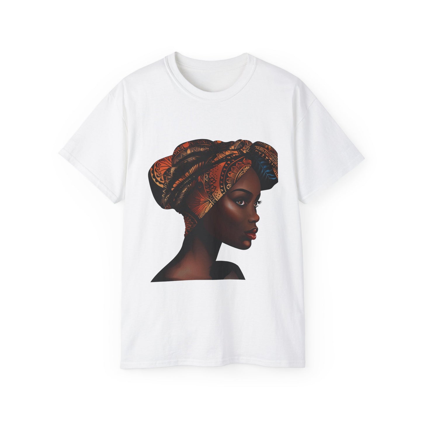Queen Moon Unisex Ultra Cotton Tee - Afrocentric Design with Colorful Headwrap