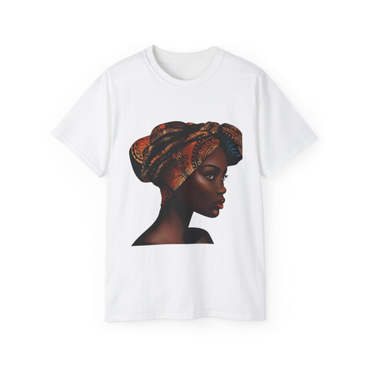 Queen Moon Unisex Ultra Cotton Tee - Afrocentric Design with Colorful Headwrap