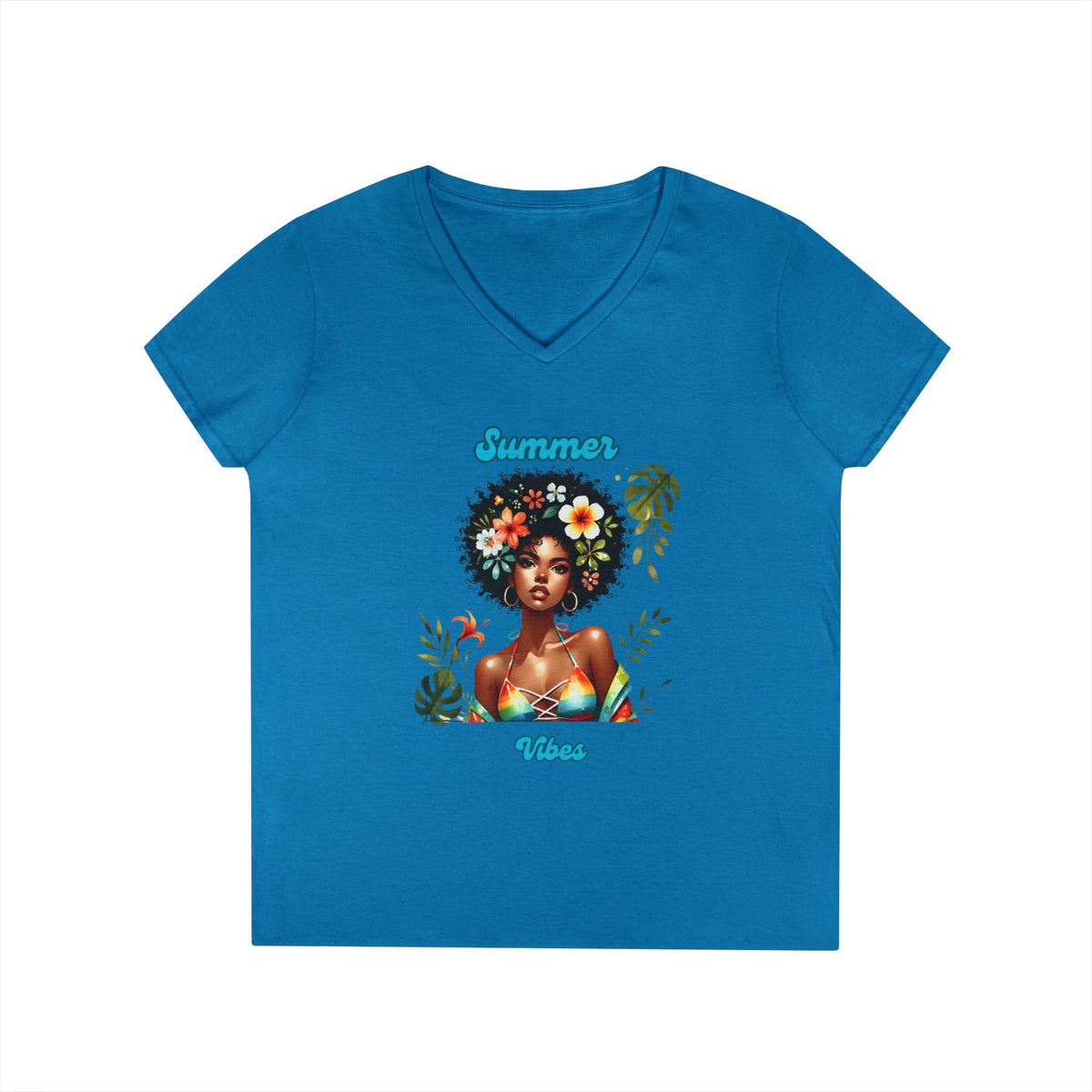 Summer Vibes Floral V-Neck T-Shirt