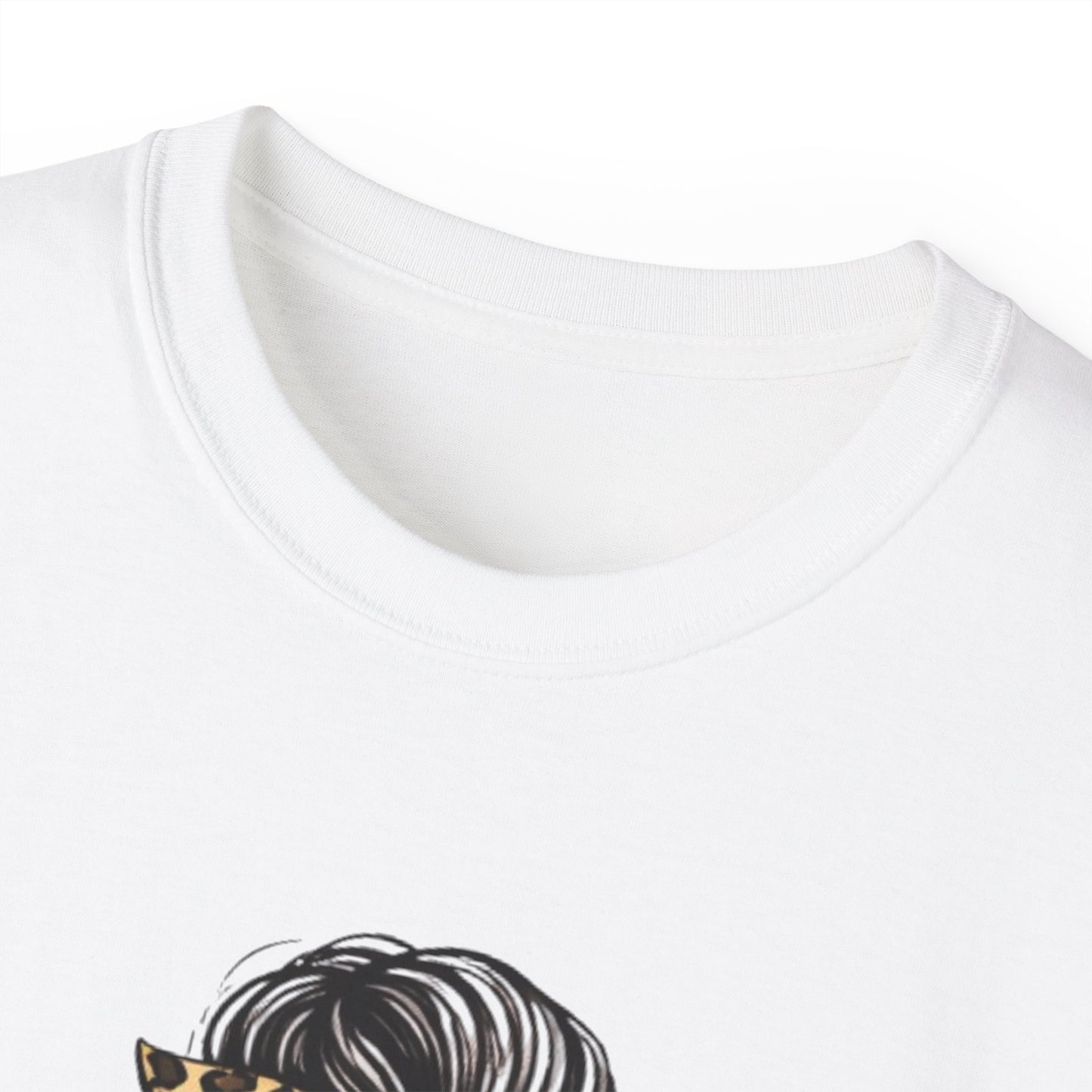 Mom Life Tee — Leopard Bandana Messy Bun Graphic Shirt for Moms