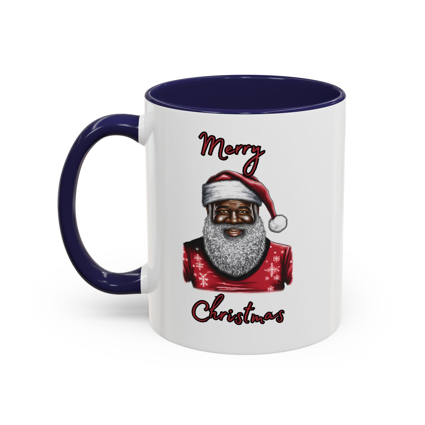 Black Santa-Accent Coffee Mug (11, 15oz) (Red)