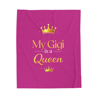My Gigi Is a Queen Velveteen Plush Blanket – Soft Pink Grandma Gift