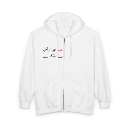 Groom Zip-Up Hoodie — "I Said Yes" Front & Bow Tie Back Wedding Jacket