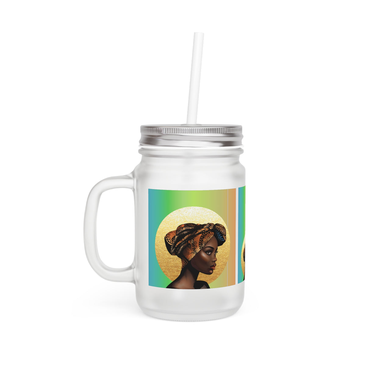 Queen Moon Mason Jar with Straw