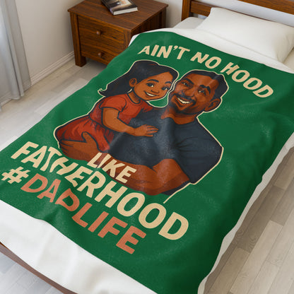 Fatherhood-Hispanic-Dk Green Velveteen Blanket