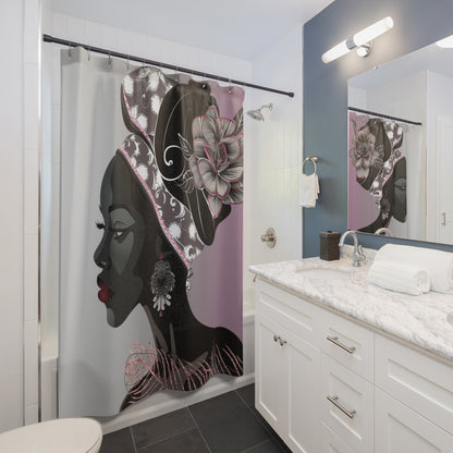 Queen Feather Shower Curtain with Floral Design - Stylish Bathroom Decor for Modern Homes