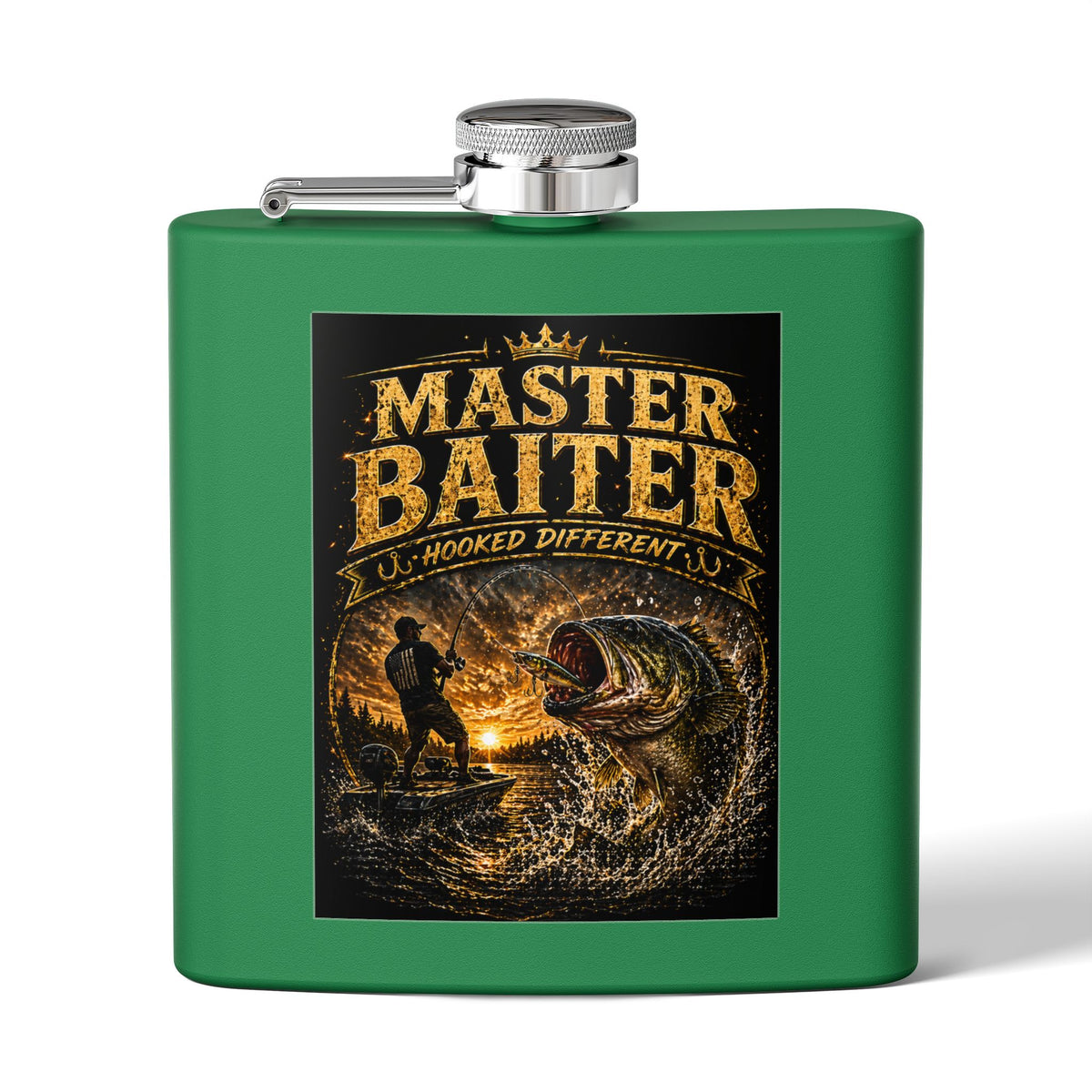 Master Baiter Fishing Stainless Steel Flask — 6oz Orange Hip Flask