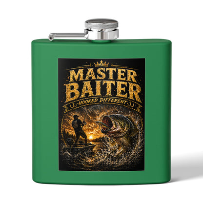 Master Baiter Fishing Stainless Steel Flask — 6oz Orange Hip Flask