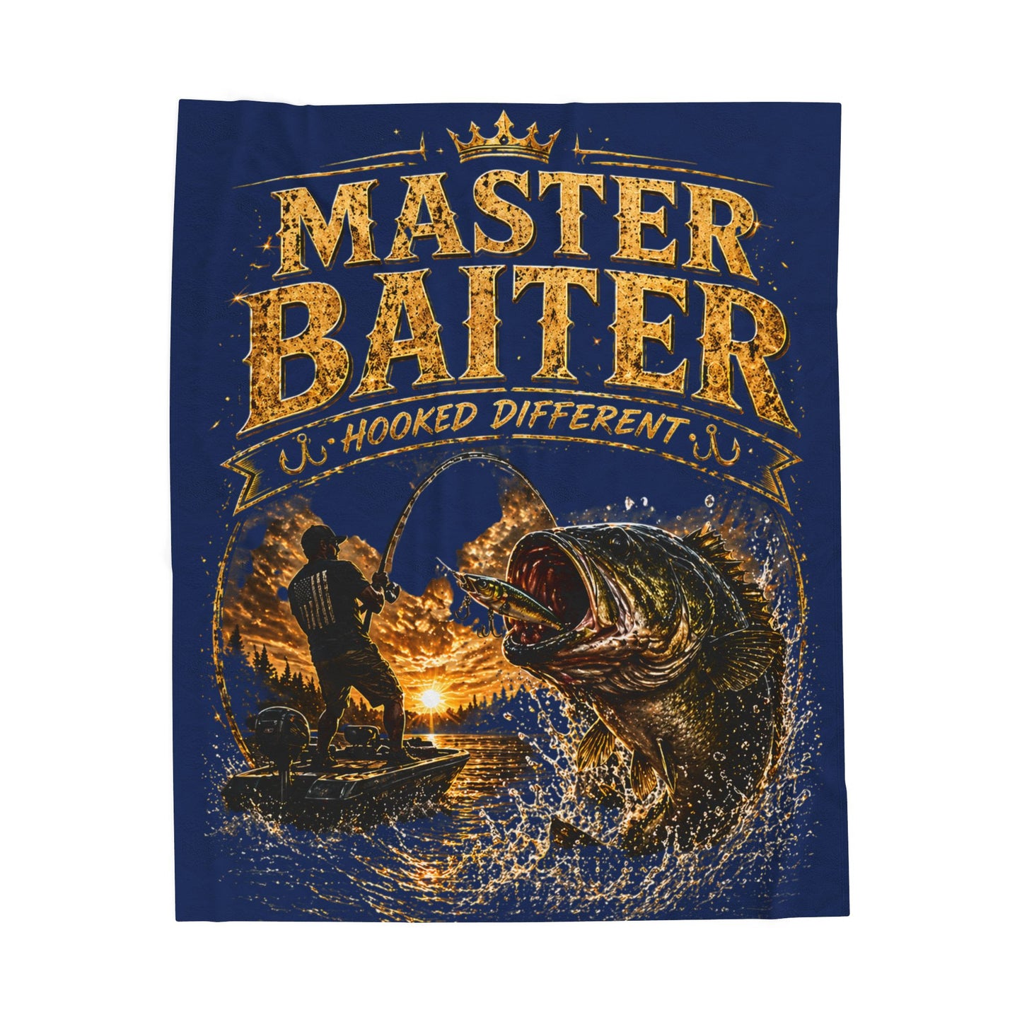 Master Baiter Fishing Velveteen Plush Blanket (Blue) – Funny Angler Gift