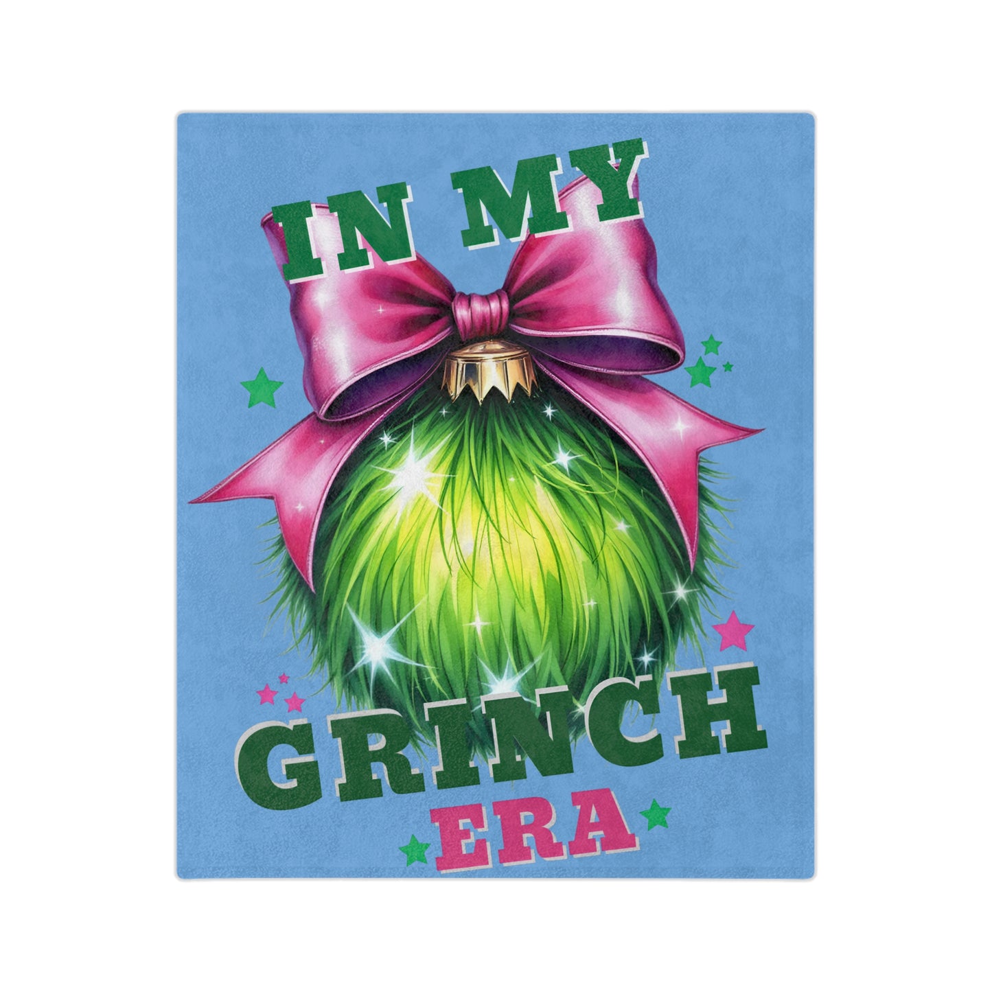 In My Grinch Era-Velveteen Microfiber Blanket (Lt Blue)