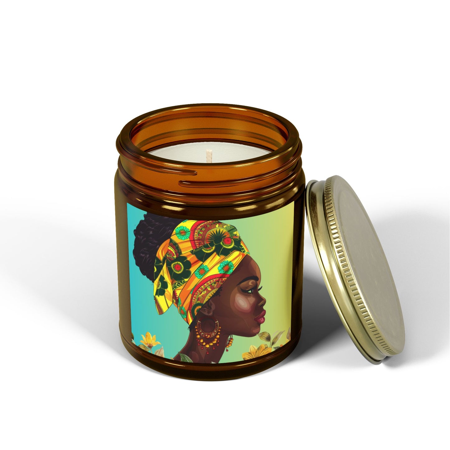 Yellow Flower-Scented Candles, Coconut Apricot Wax (4oz, 9oz)