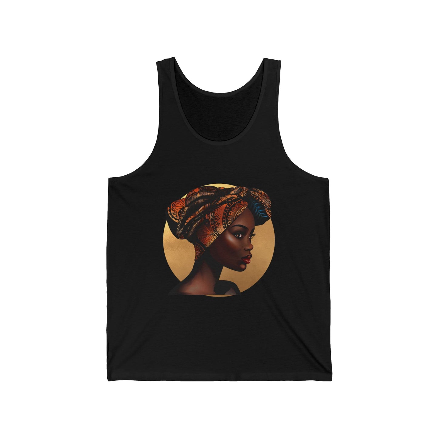 Queen Moon Unisex Jersey Tank - Afrocentric Design