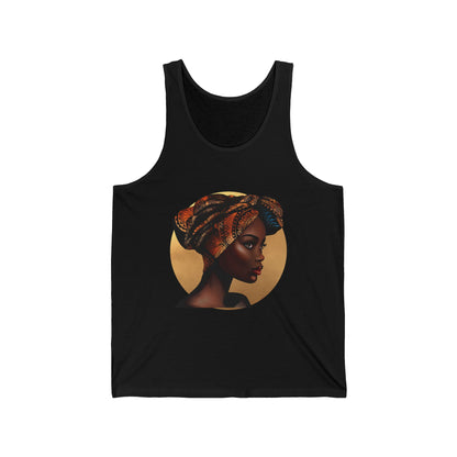 Queen Moon Unisex Jersey Tank - Afrocentric Design