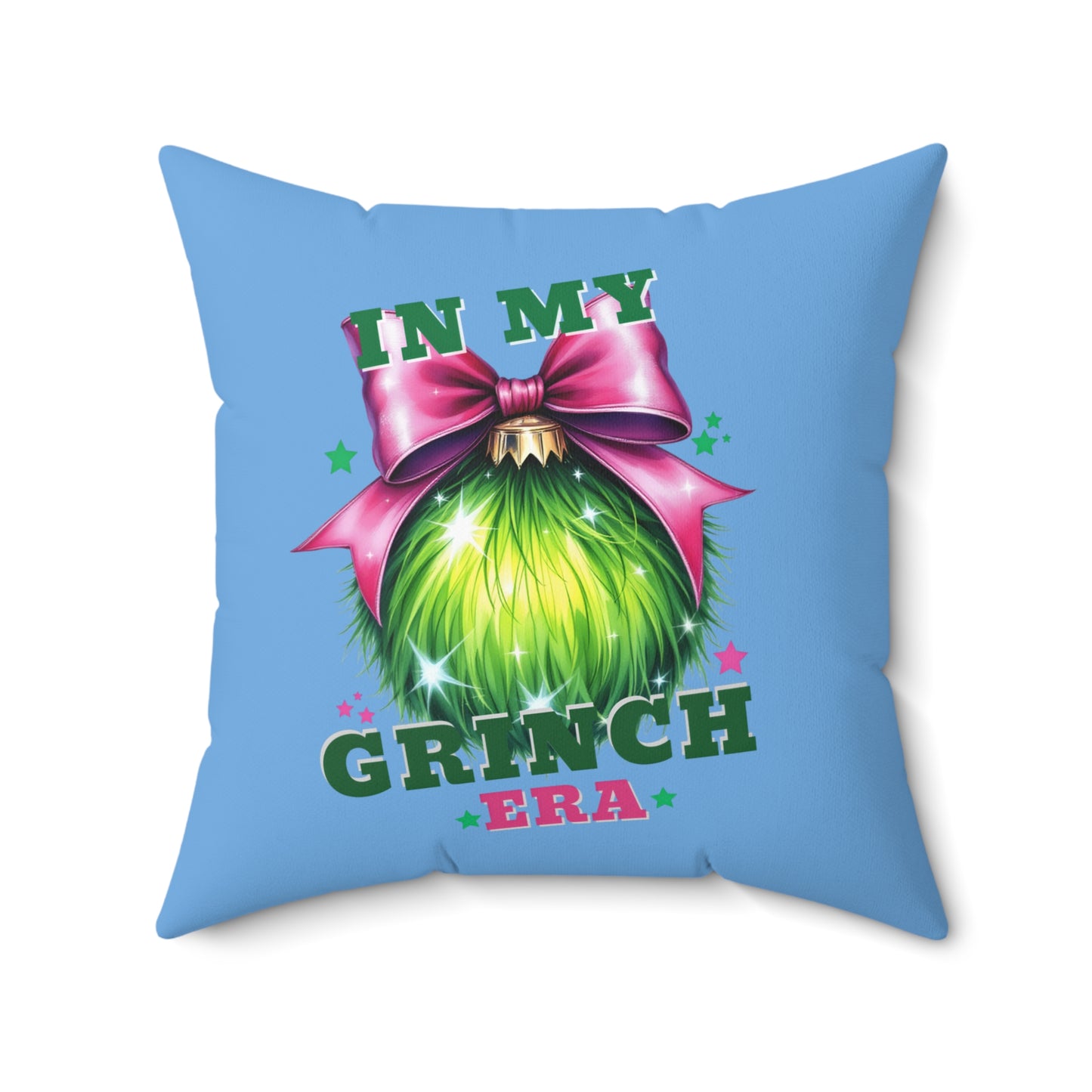 In My Grinch Era-Spun Polyester Square Pillow (Lt Blue)