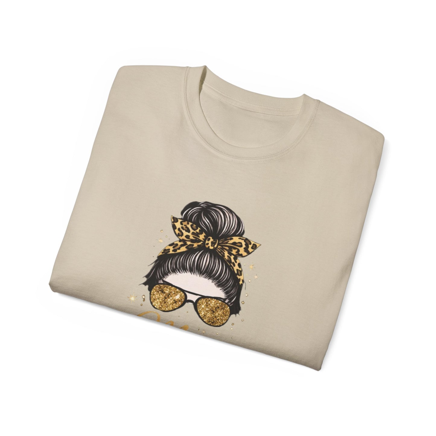 Mom Life Tee — Leopard Bun Graphic Cotton T‑Shirt
