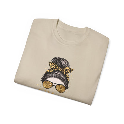Mom Life Tee — Leopard Bun Graphic Cotton T‑Shirt
