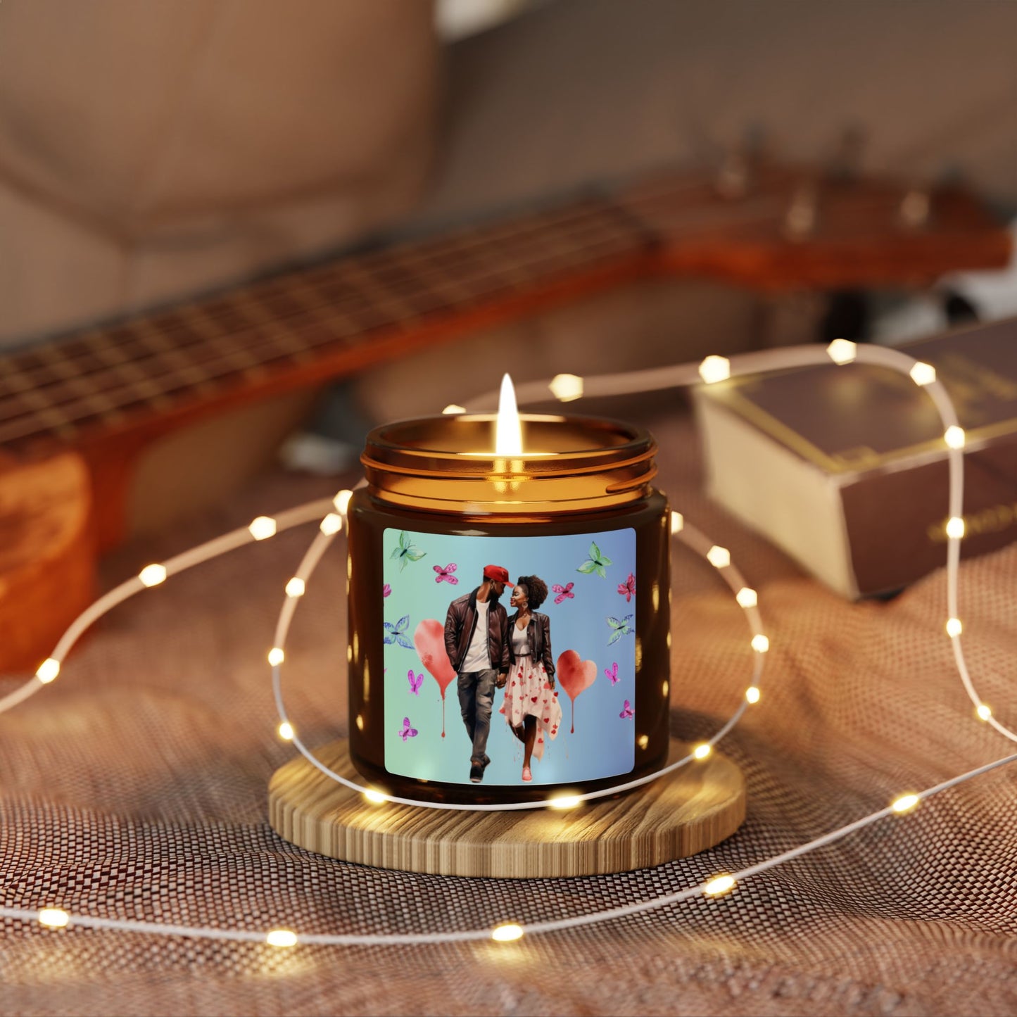 Butterfly-Scented Soy Candle (Multi-Size, Amber Jar)