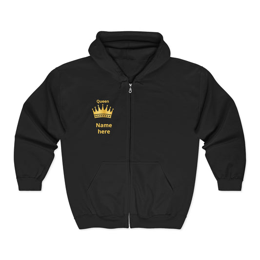 Queen Mom Custom Zip Hoodie — "My Mom is a Queen" Personalized Jacket