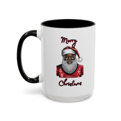 Black Santa-Accent Coffee Mug (11, 15oz) (Red)