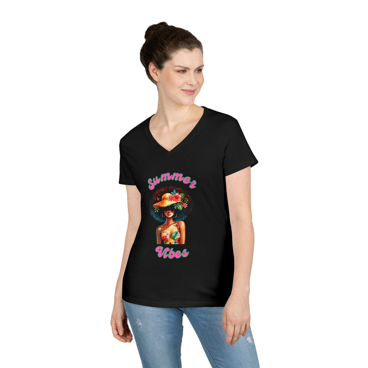 Ladies' Summer V-Neck T-Shirt 4